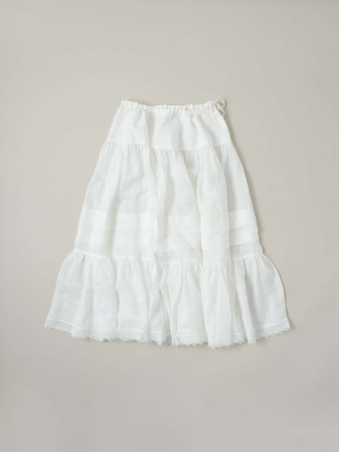 No.6 寂静 ギャザーレーススカート（white）