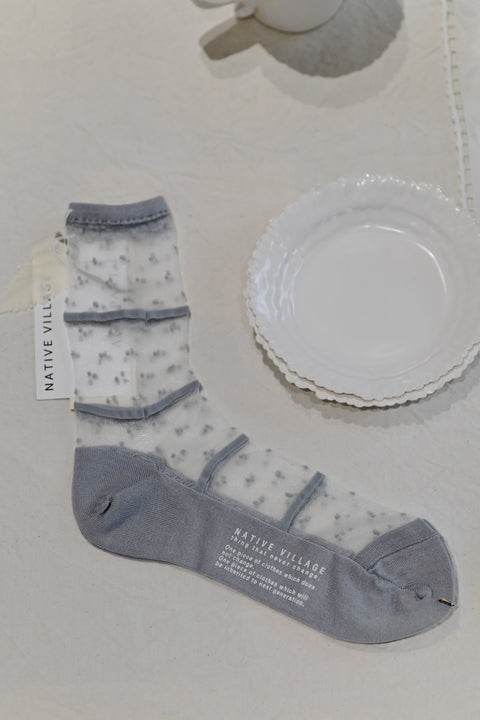 Socks ドットボーダーソックス（smoke blue gray）