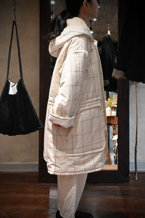 No.13/ written message : 書かれたメッセージ グラフチェックフーデッドコート