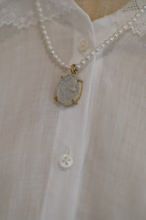 【yuno】Ceramic Cameo Necklace Pomeranian