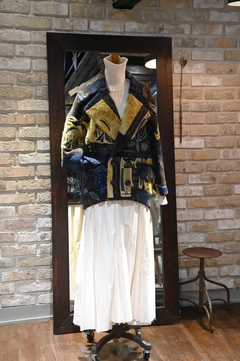 humor of a thing ダブルブレストショートコート（navy ×yellow）