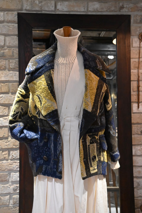 humor of a thing ダブルブレストショートコート（navy ×yellow）