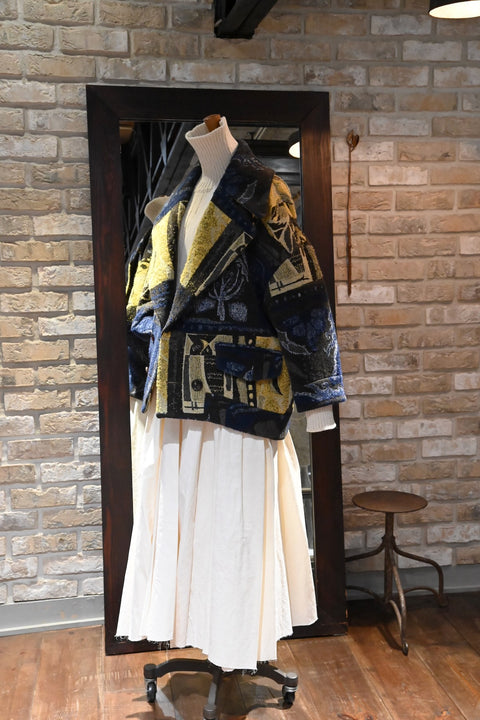 humor of a thing ダブルブレストショートコート（navy ×yellow）