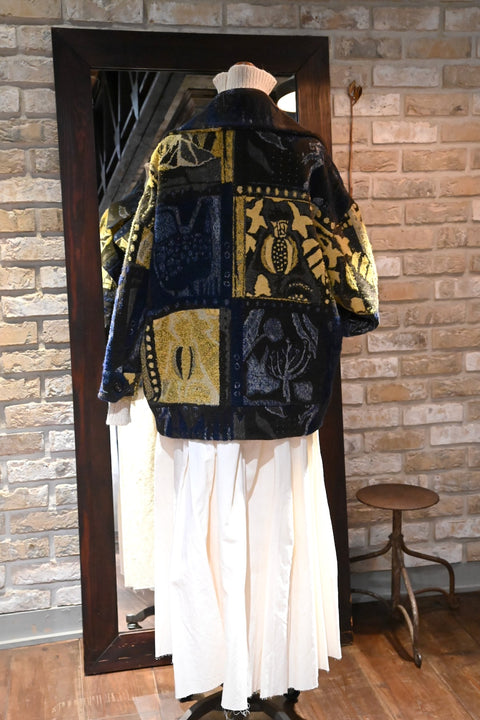 humor of a thing ダブルブレストショートコート（navy ×yellow）