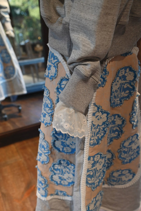 An jacquard パッチスカート（beige / pink+blue）