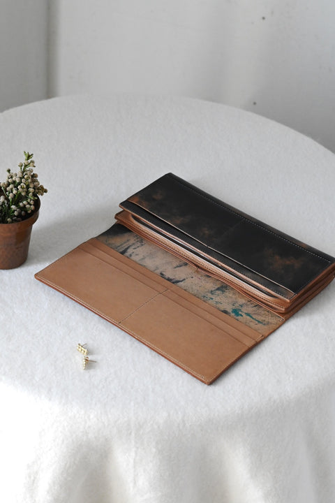 【ヌ｜オーダー制】フレーム財布：長 /二つ折り（marble）