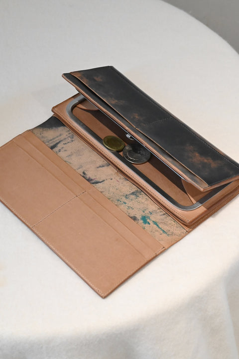 【ヌ｜オーダー制】フレーム財布：長 /二つ折り（marble）