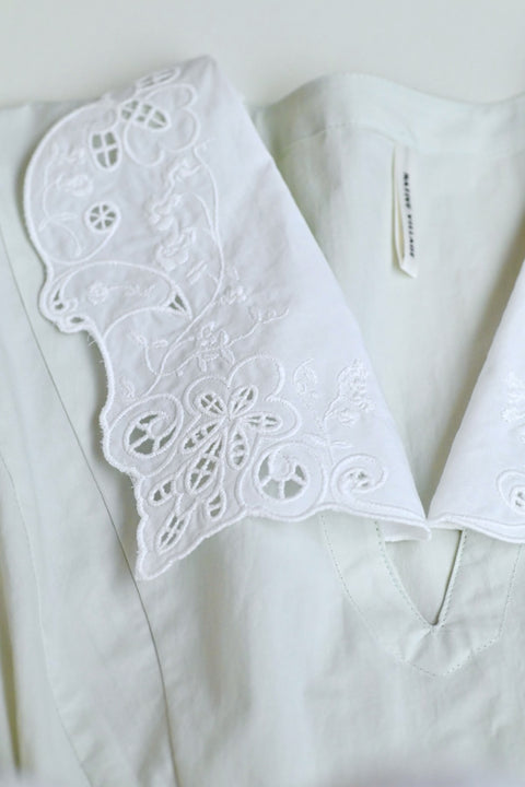 No.5 Simple longing 刺繍襟プルブラウス（pale mint）
