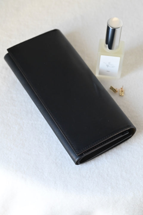 【ヌ｜オーダー制】フレーム財布：長 /二つ折り（black）