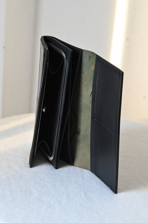 【ヌ｜オーダー制】フレーム財布：長 /二つ折り（black）