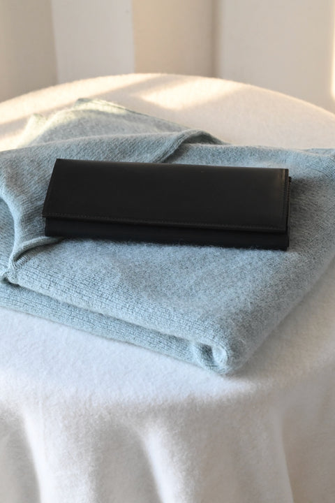 【ヌ｜オーダー制】フレーム財布：長 /二つ折り（black）