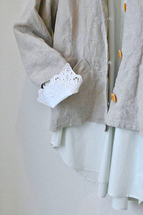 No.5 Simple longing 刺繍カフスシャツ（pale mint）