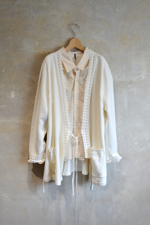 Cotton knits 羽織カーディガン（white+navy）