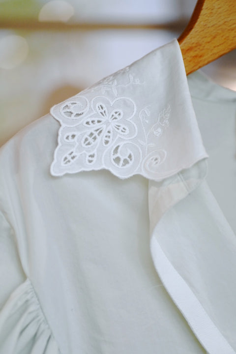 No.5 Simple longing 刺繍ギャザースリーブブラウス（pale mint）