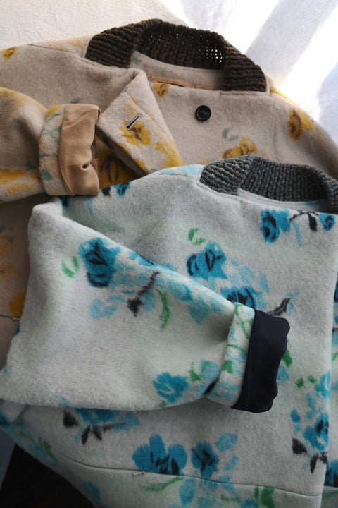 【直営店オリジナル】Wool flower Jacquard ショートコート（pale×blue）