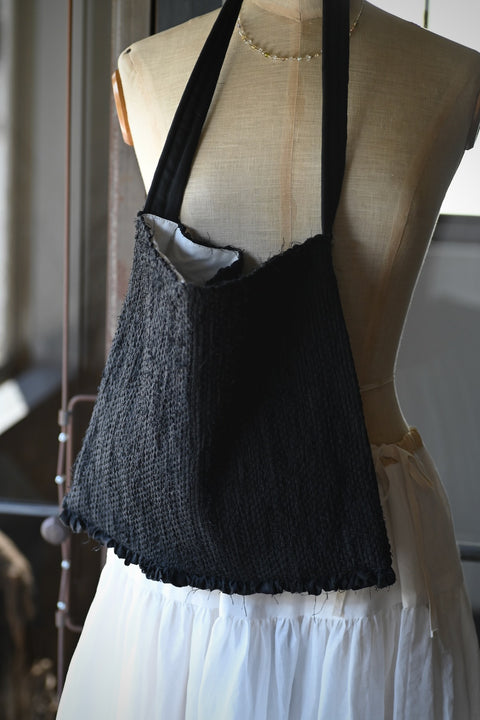 【teori works × Native Village】裂き織りバッグ（black）