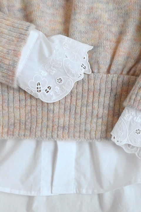 No.5 Simple longing 刺繍カフスシャツ（off white）
