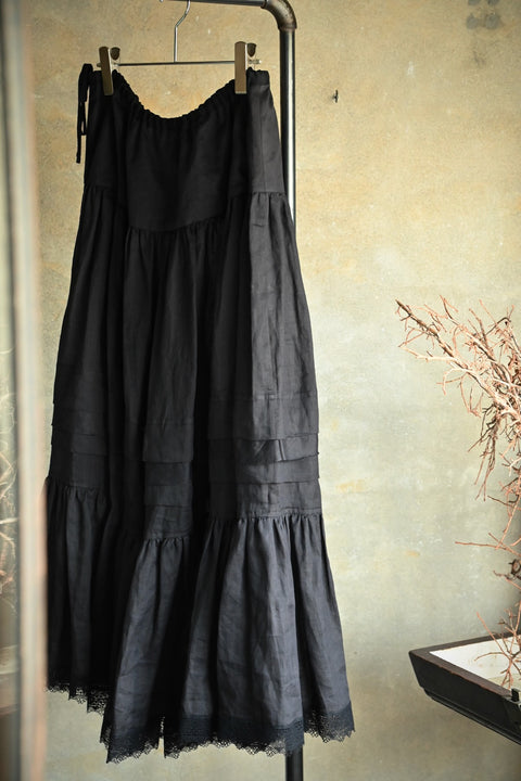 No.6 寂静 ギャザーレーススカート（black）