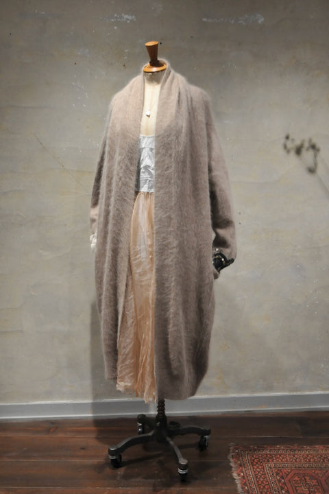 Angola nylon long cardigan (beige)