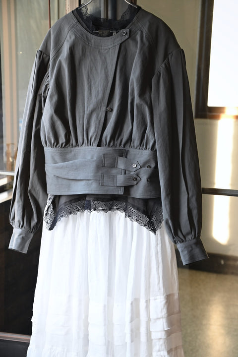 No.5 霧は俄かに揺れる ベルテッドブラウス（fog gray）