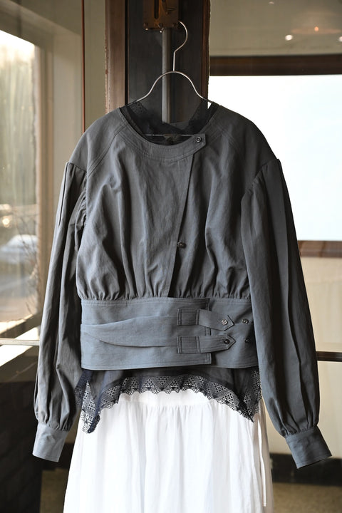 No.5 霧は俄かに揺れる ベルテッドブラウス（fog gray）
