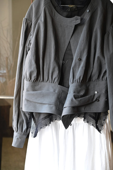 No.5 霧は俄かに揺れる ベルテッドブラウス（fog gray）