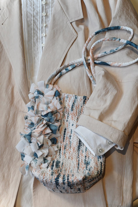 【teori works × Native Village】裂き織りバッグ（マチ付き）