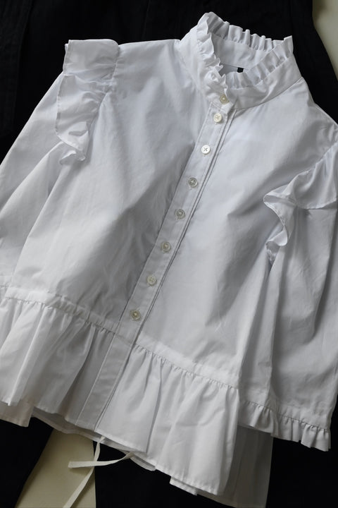 Bright スタンドカラーフリルブラウス