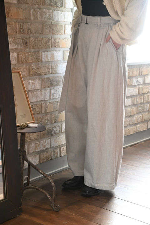 No.12 灌木 ブッシュワイドパンツ（white gray）