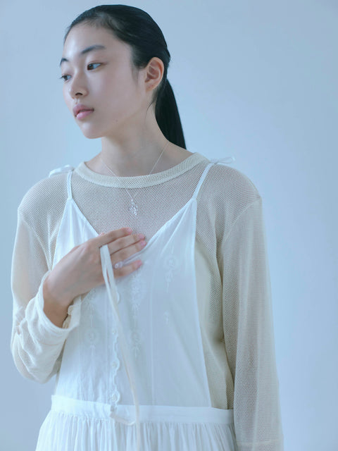 No.8/ Where the fog clears mesh long sleeve top