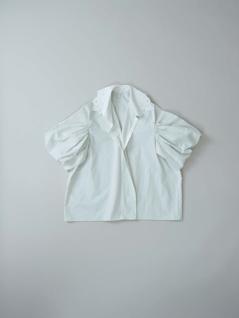 No.5 Simple longing 刺繍ギャザースリーブブラウス（pale mint）