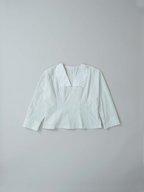 No.5 Simple longing 刺繍襟プルブラウス（pale mint）
