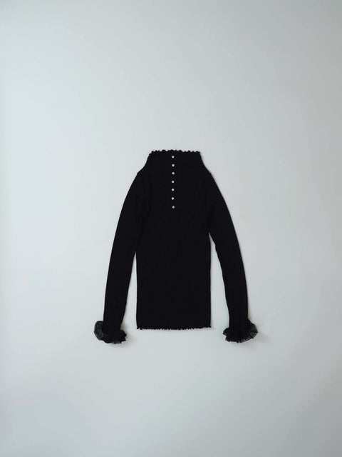 No.4 Thoughts on stockings リブレースプルオーバー（black）