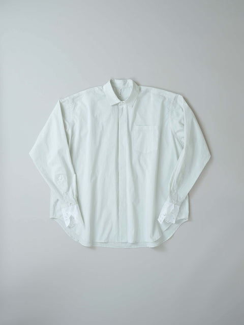 No.5 Simple longing 刺繍カフスシャツ（pale mint）