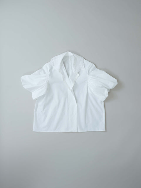 No.5 Simple longing 刺繍ギャザースリーブブラウス（off white）