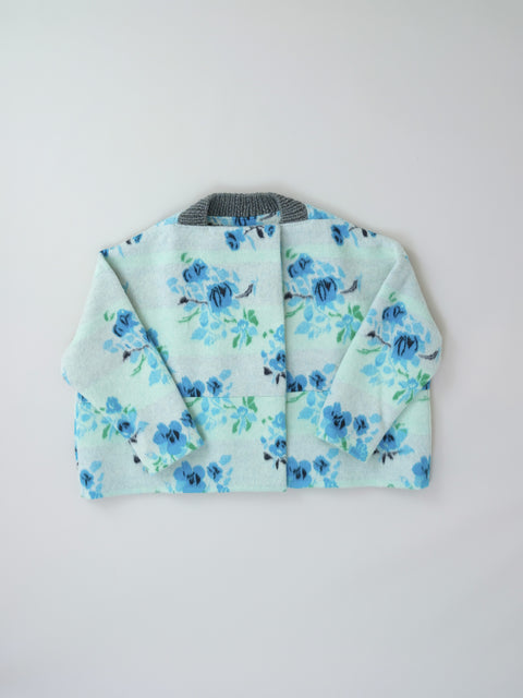 Wool flower Jacquard ショートコート（pale×blue）