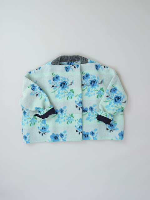 Wool flower Jacquard ショートコート（pale×blue）