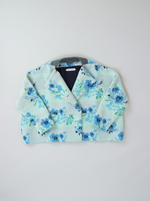 Wool flower Jacquard ショートコート（pale×blue）