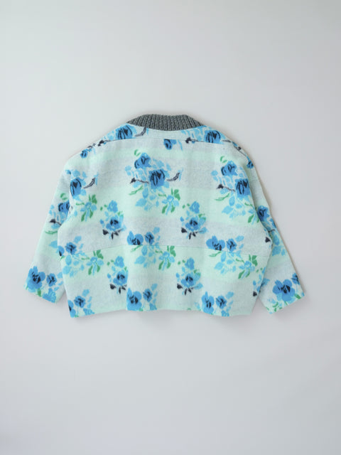 Wool flower Jacquard ショートコート（pale×blue）